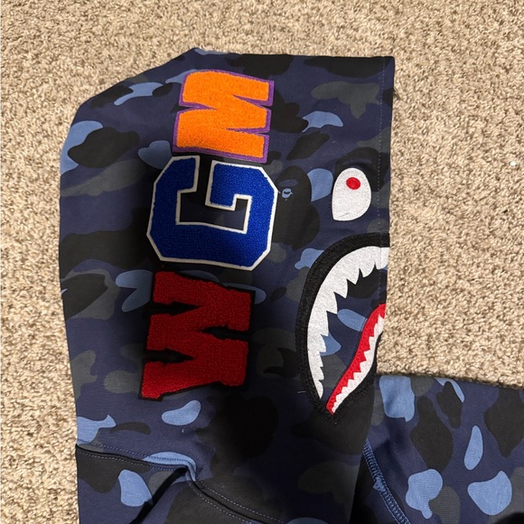 Blue Camo Men's Hoodie - Picture 5 of 8